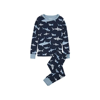 Imagen de Hatley Organic Cotton Long Sleeve Printed Pyjama Sets Conjuntos de Pijama, Frenzy tiburón, 4 años para Niños