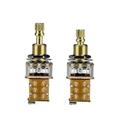 Imagen de FLEOR 2PCS Guitar Push Switch Potenciómetro B250K Pot Linear Taper Cobre Eje largo dividido para partes de bajo guitarra eléctrica