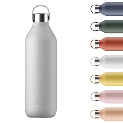 Imagen de Chilly&#039;s Bottle Serie 2 Botellas térmicas de Acero Inoxidable con gollete Suave y asa Granite Grey, 1000ml