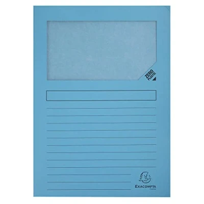 Imagen de Exacompta 50162E Lote de 100 Subcarpetas Super 180 con Ventana e Impresas, Color Azul