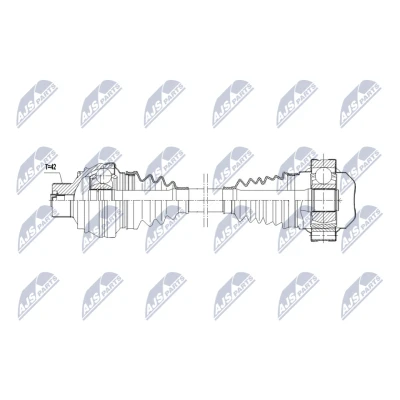 Imagen de NTY NPW AU 082 Árbol de transmisión Eje trasero izquierda, trasero, derecha 630mm AUDI: A4 B8 Avant, A5 Sportback, Sedán