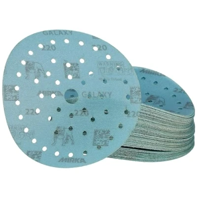 Imagen de Mirka Galaxy papel de lija epoxi 150mm velcro grano 240 para el lijado resina epoxi, madera, rivertable / 50 unidades discos