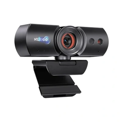 Imagen de NexiGo HelloCam, Cámara Web 1080p con Windows Hello y Micrófono, Verdadera Privacidad Obturador Automático, Mejora Facial, USB HD para PC