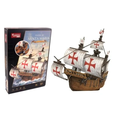 Imagen de EXPLORA Barco Santa Maria Puzzles 3D 540032 204 Piezas Nivel 5 Sin Pegamento ni Tijeras Educativos Juego de construcción Regalo para niños Maqueta A Partir 8 años