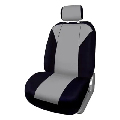 Imagen de +PWR Car Parts Fundas de Asiento Delantera Universal Torino Gris y Negra. Airbag Compatible. Completo para 1 Asiento. Fabricada en Polyester