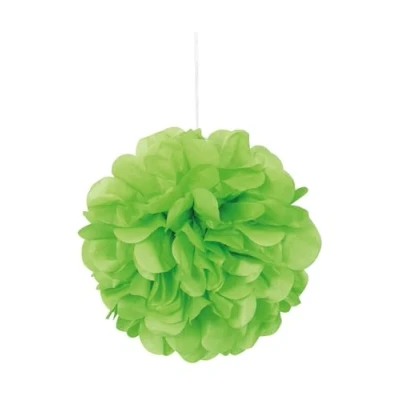 Imagen de Unique Gigante Paquete de 3 pompones pequeños papel seda, Color verde lima, 23 cm (64214)