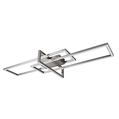 Imagen de Trio, Plafón, Salinas incl. 1 x LED,SMD,34,0 Watt,3000K,3900 Lm. Cuerpo: Metal, Níquel mate A:100,0cm, L:40,0cm, A:11,5cm regulable mediante interruptor,IP20,No