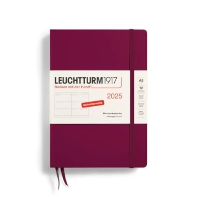Imagen de LEUCHTTURM1917 370543 Agenda semanal mediana (A5) 2025, Port Red, en alemán
