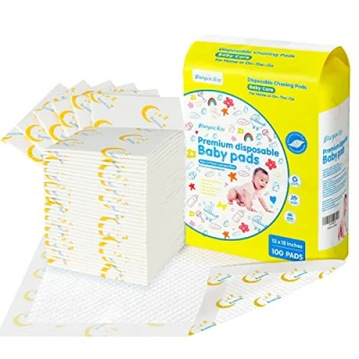 Imagen de Cambiadores Desechables para bebé, 100 Unidades, incontinencia, Forro Cambiar pañales, absorción rápida, Suave, Transpirable, Impermeable, a Prueba de Fugas, 13 x 18 Pulgadas