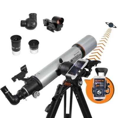 Imagen de Celestron 22460 StarSense Explorer DX 102AZ Telescopio para Smartphone con aplicación, Compatible iPhone/Android, Gris