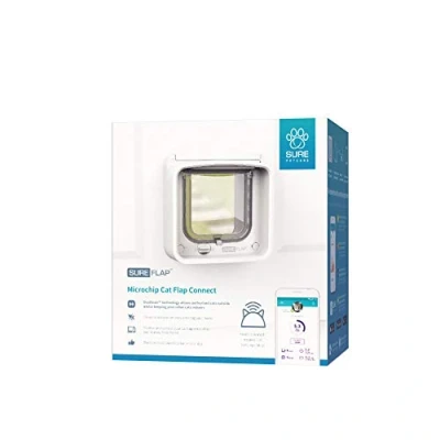 Imagen de Gatera SureFlap Connect Sure Petcare con Lector de Microchip; tecnología DualScan; aplicación móvil; para Puertas, Ventanas y Paredes; Blanco; hub Conector; Necesita 4 Pilas AA (no Incluidas).