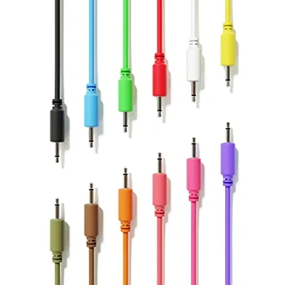 Imagen de ExcelValley 12 Pack Cables de Conexión Mono Modulares TS 3,5mm 1/8&quot; Eurorack Sintetizador [200 cm 79&quot;]