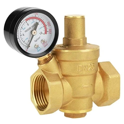 Imagen de Reductor Regulador de Presión Agua, MAGT 1.6mpa Válvula Reductora Agua DN25 a Ajustable con Medidor