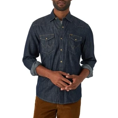 Imagen de Wrangler Iconic Denim Regular Fit Snap Shirt Camisa Abotonada, Enjuagar el, S para Hombre