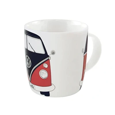 Imagen de BRISA VW Collection Volkswagen Taza grande de cerámica para cafété o cappuccino T1 Camper Bus (Frontal del Bus/Rojo y Negro)