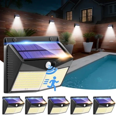 Imagen de Luz Solar Exterior Jardin【6 Paquete/248LED/1500LM】3 Modo Luces Solares LED Jardin, IP65 Focos Exterior,Lampara