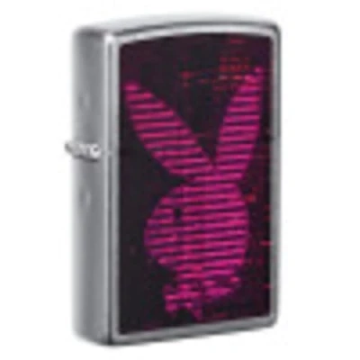 Imagen de Zippo Playboy Black and Pink Stripes Rabbit Head Design Pocket Lighter (49524)