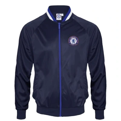 Imagen de Chelsea FC Chaqueta de Entrenamiento Oficial para Hombre Estilo Retro Azul Marino Cuello a Rayas Pequeña