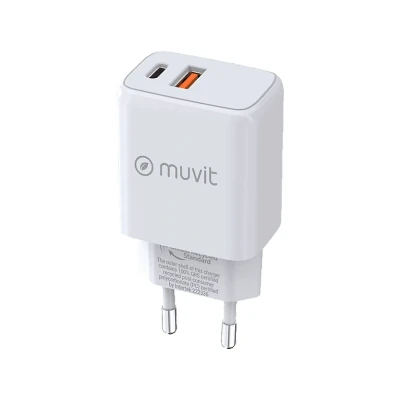 Imagen de Cargador Muvit MCACC0037, 1 USB QC 3.0 18W + Tipo C PD 25W, Universal , Blanco