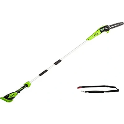 Imagen de Greenworks Sierras telescópicas para exterior de batería Li Ion 40V 8 Pulgada (20cm) longitud sable m/s velocidad cadena barra aluminio 3 piezas sin y cargador G40PSF