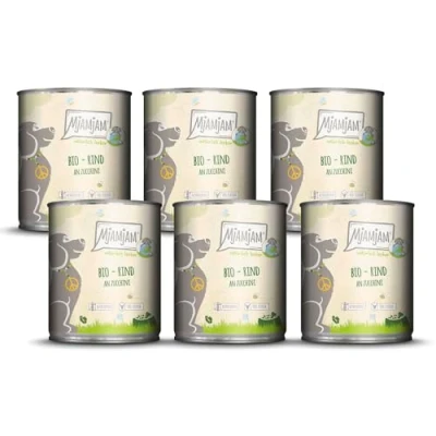 Imagen de MjAMjAM Comida húmeda Premium para Perros naturalmente Deliciosa Bio Buey con calabacín, Pack de 6 (6 x 800g), sin Cereales Extra Carne