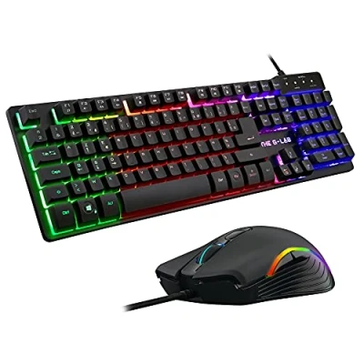 Imagen de Combo Krypton The G lab Paquete Retro De Teclado Y Ratón Para Juegos Con Cable Iluminación Rgb