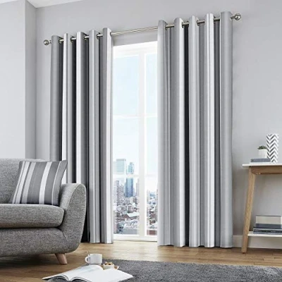 Imagen de Fusion Cojín de Rayas Whitworth, Gris, Curtains: 90&quot; Width x 72&quot; Drop (229 183cm)