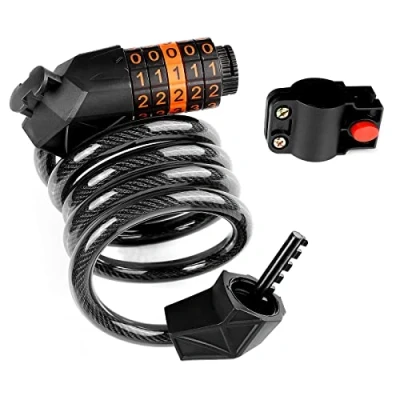 Imagen de Giloty Candado Bicicleta Combinacion,Candado Antirrobo 120cm/12mm, Cerradura de Cable para Combinacion 5 Dígitos Alto Nivel Seguridad Triciclo Scooter