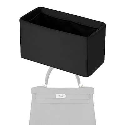 Imagen de XYJG Seda Organizador Bolso Insertar para Hermes Kelly Pochette/Mini/20/25/28/32/35/40, Inserto de Bolsa, Mantener La Forma Liviano (Noir, KL25)