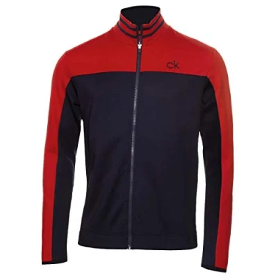 Imagen de Calvin Klein Hombre Performance Wicking Full Zip Suéter Armada/Rojo XL