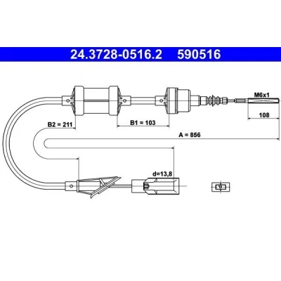 Imagen de ATE 24.3728 0516.2 Cable de Embrague FIAT: Punto I Hatchback