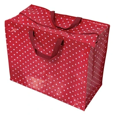 Imagen de Bolsa de Almacenamiento Grande con Cremallera, Resistente y Duradera, 55 x 48 28 cm, 70 l, diseño a Elegir (Rojo retrospot)