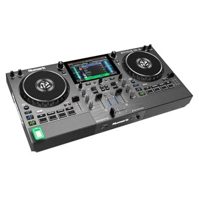 Imagen de Numark Mixstream Pro Go controlador DJ autónomo, batería, Mezclador DJ, altavoces, Amazon Music Unlimited, wifi, pantalla táctil, apto para Serato