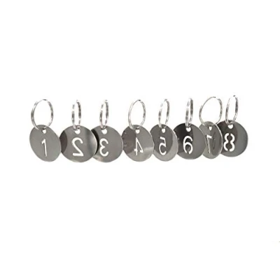 Imagen de NanTun 304 Stainless Steel Key Tags with Ring 50 pcs, 25mm Hollowed Number ID Chain, Numbered Rings 1 to
