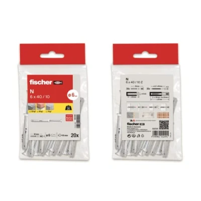 Imagen de fischer, tacos y tornillos de golpe N 6x40, hormigón, Bolsa 20 uds, Acero Inoxidable