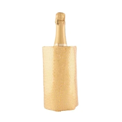 Imagen de (6 Unidades) Enfriador de Vino, Champagne, Cava, Navidad, Lentejuelas Oro, Cinta Antideslizamiento, 4 Capas Anticondensación, Gel 12 Compartimentos