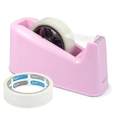 Imagen de Rapesco 1487 Dispensador de Cinta Adhesiva Profesional 500 mas 2 Rollos Cinta, Rosa Claro