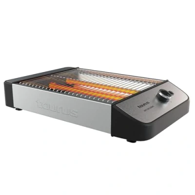 Imagen de Taurus Tostador Plano Horizontal Neptuno Legend, 1000W, 25 x 20 cm Superficie Tostado, 3 resistencias, Indicador Acústico, Capacidad 4 tostadas, Bandeja Recogemigas, Inox, Recogecables
