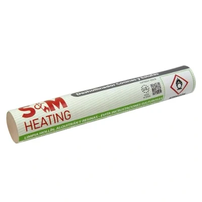 Imagen de 862304 Cartucho deshollinador para estufas y cocinas Limpia hollín, alquitrán resinas; evita incrustaciones; no contaminante Hecho en España, 120 gr