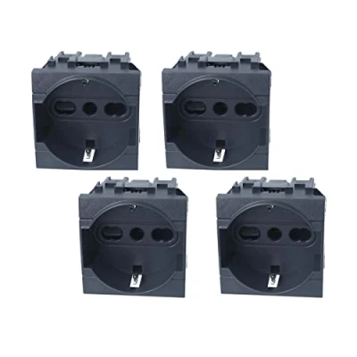Imagen de Toma Schuko 2P + T 16 A, compatible con Bticino Living Light (4 unidades, negro)