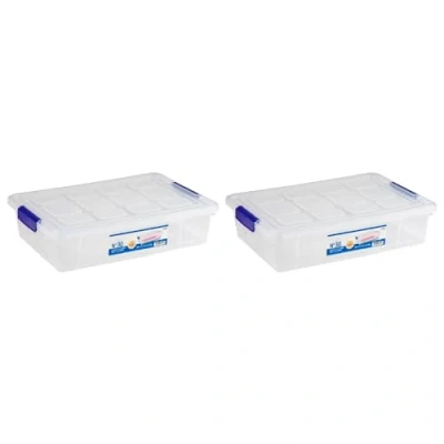 Imagen de AC Pack de 2 Cajas ordenación plástico Transparente Nº 30. Contenedor para almacenar Juguetes, Libros, Ropa, Mantas. Capacidad 5 litros. Dimensiones Aprox.: 8,5 x 26 40 cm