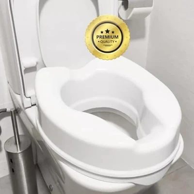 Imagen de OrtoPrime Elevador wc Adulto 15cm Asiento inodoro UNIVERSAL Alzador Ortopédico Adaptador mayores de alza para Discapacitados. (Sin Tapa)