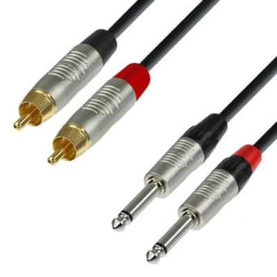 Imagen de Adam Hall Cables 4 STAR TPC 0300 Cable de Audio REAN 2 RCA macho a Jacks 6,3 mm mono 3 m