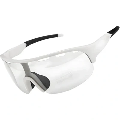 Imagen de SAWUTPV Gafas de Ciclismo Fotocromáticas con Hombres Mujeres Resistentes al Viento Protección UV400 Polarizadas Deportivas MTB Sol (blanco)