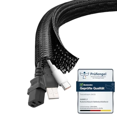 Imagen de shinfly Recoge Cables 3m 6mm, Cubre Organizador Funda para Computadora PC Automotriz, Esconder Proteja al Perro Gato de los Masticación,Negro