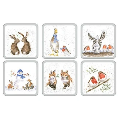 Imagen de Wrendale Designs Posavasos Cuadrados de Navidad