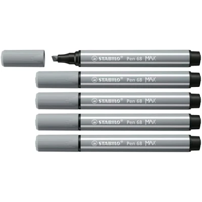 Imagen de STABILO Rotulador Premium punta biselada (1 + 5 mm) Pen 68 MAX Caja de Color Gris Medio