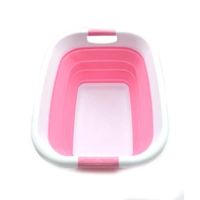 Imagen de SAMMART cesta plegable de 25 L, contenedor almacenamiento plegable, y bañera portátil, ahorro espacio, caja para maletero coche (rosa)