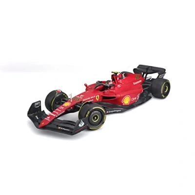 Imagen de BBURAGO 1/18 FERRARI 2022 Fórmula 1 con Casco #Sainz Nouveaute FA Coche Miniatura para niño reproducción a Escalera, 16811S