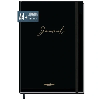 Imagen de Trendstuff by Häfft cuaderno de puntos, tamaño A4+ con banda elástica (edición negra), 156 páginas, bocetos, diario sostenible y neutro para el clima